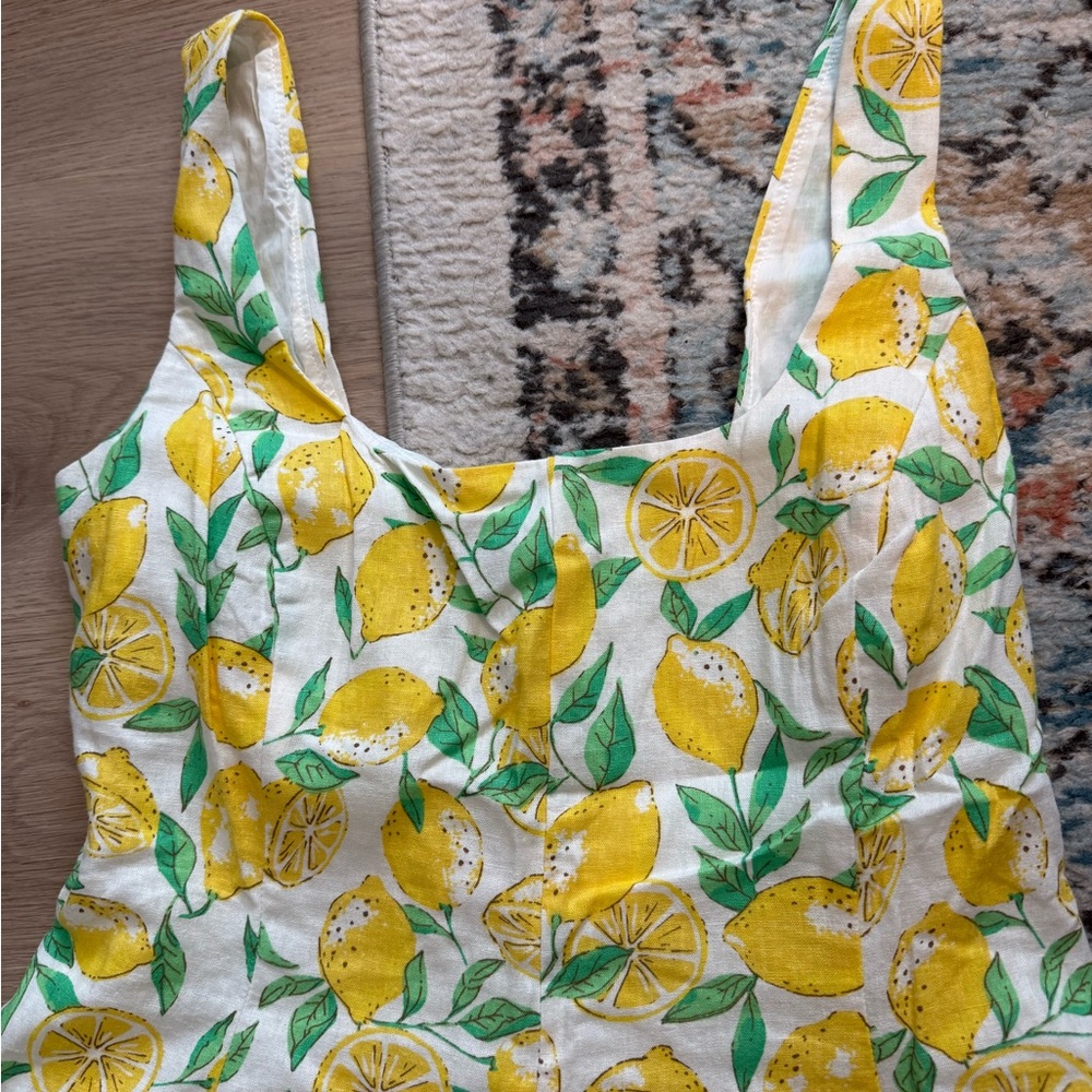 GAP linen blend Lemon Print Casual Dress - Yellow and Green - Picture 2 of 4